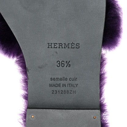 Hermes Woolskin Oran Sandals 36.5 Violet Fonce 6 of 9