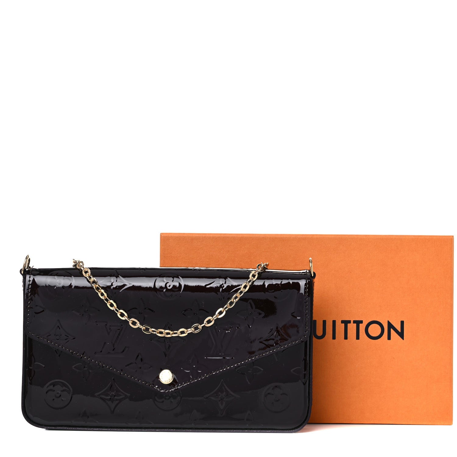 Louis Vuitton Vernis Pochette Felicie Chain Wallet Amarante 10 of 10