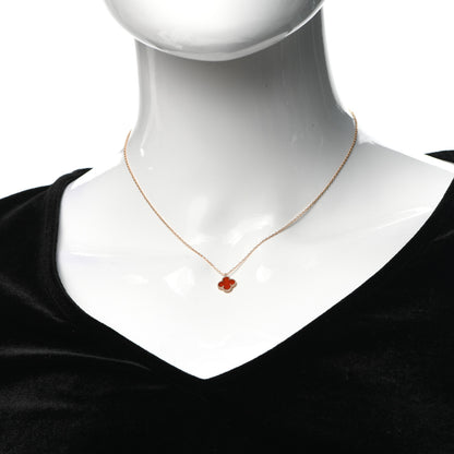 Van Cleef & Arpels 18K Rose Gold Carnelian Sweet Alhambra Pendant Necklace 2 of 6