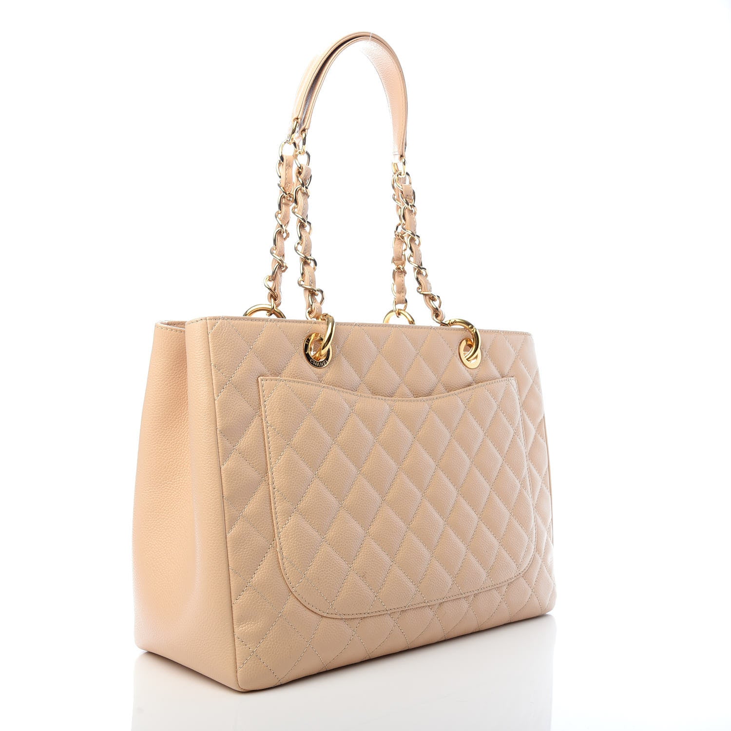 Chanel Caviar Quilted Grand Shopping Tote GST Beige 3 of 10