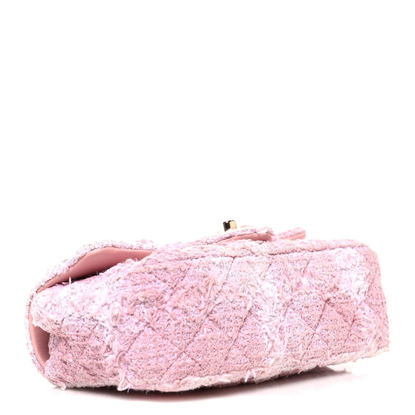 Tweed Quilted Mini Rectangular Flap Light Pink White