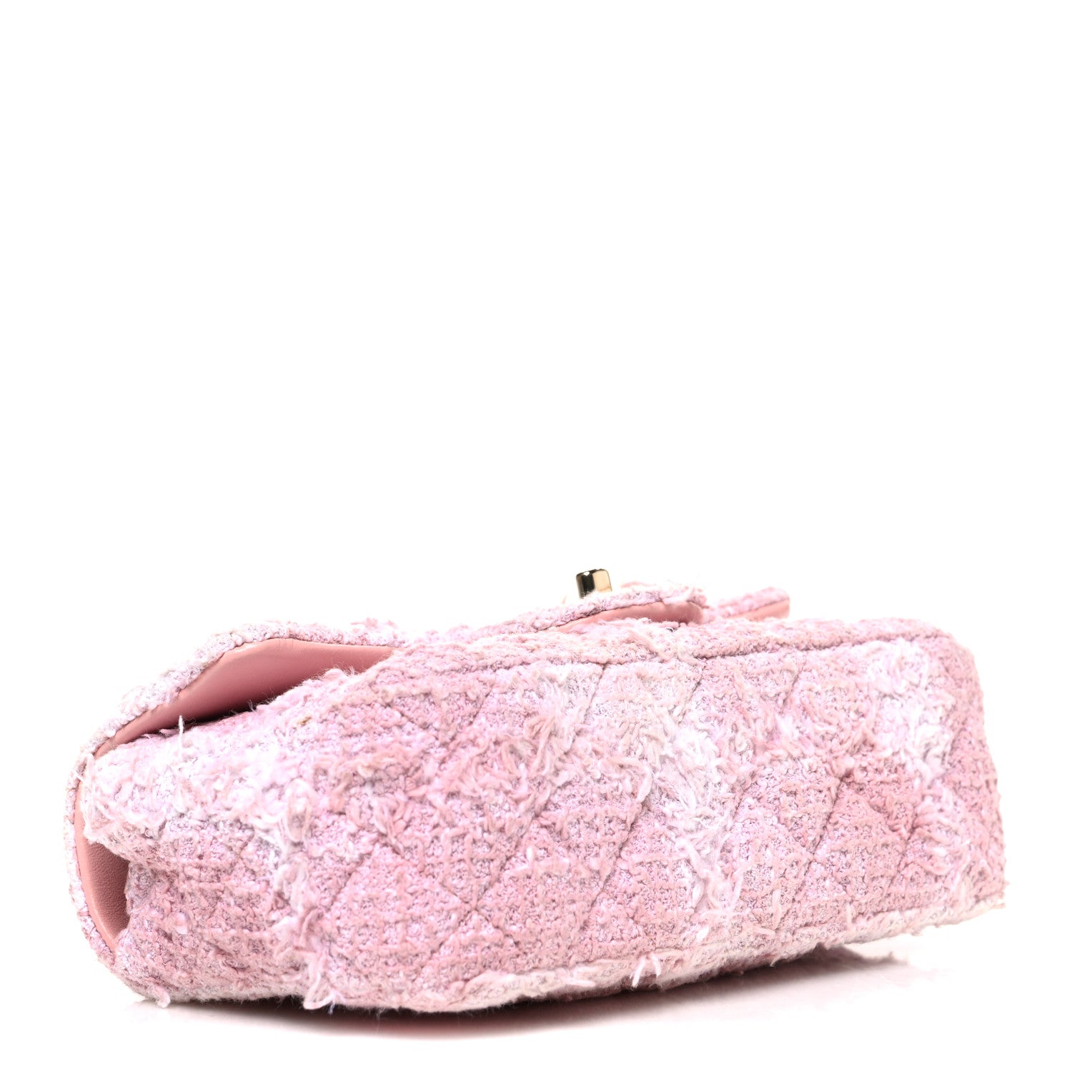 Chanel Tweed Quilted Mini Rectangular Flap Light Pink White 4 of 10