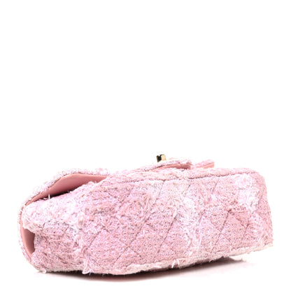 Chanel Tweed Quilted Mini Rectangular Flap Light Pink White 4 of 10
