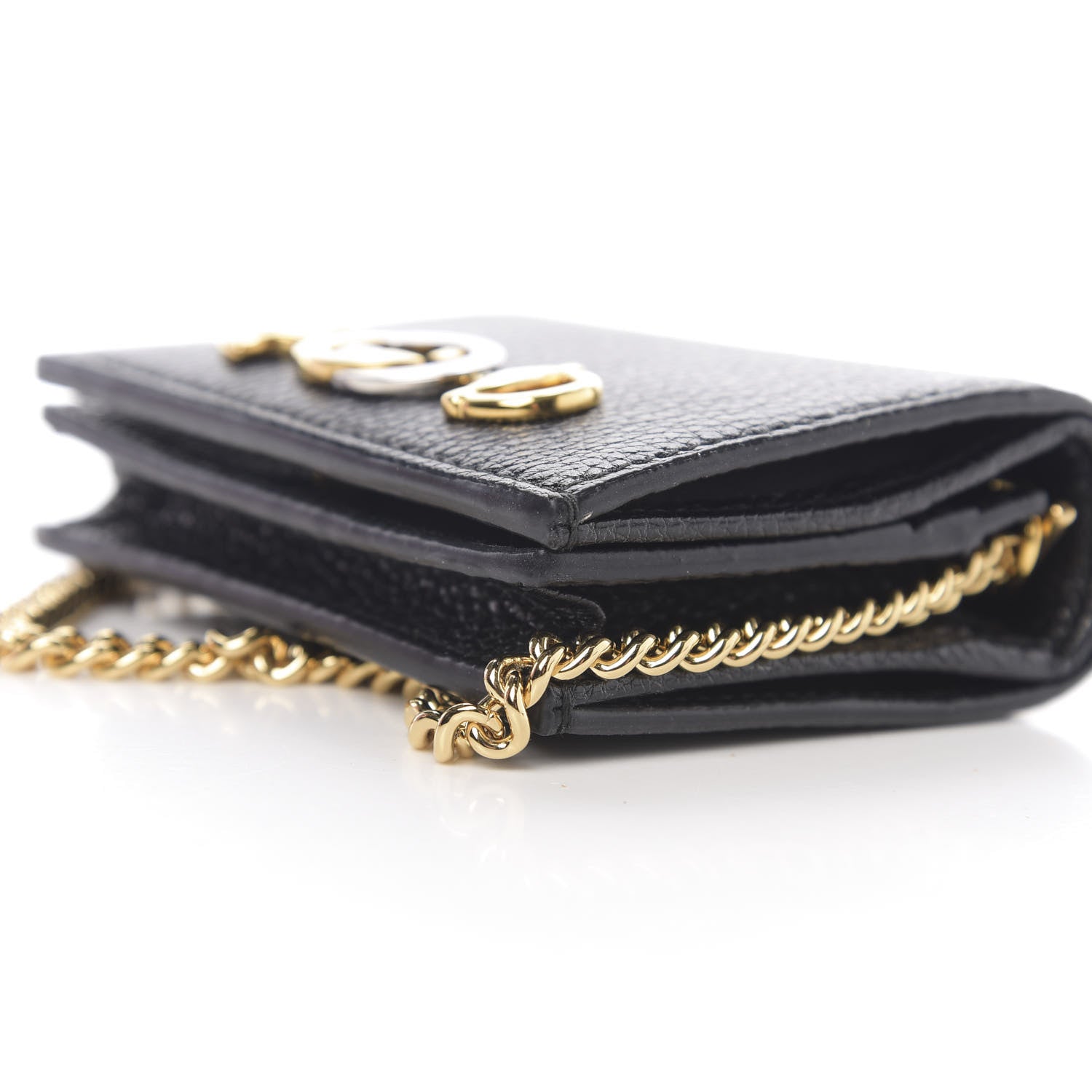Gucci Grainy Calfskin Zumi Chain Card Case Wallet Black 8 of 9