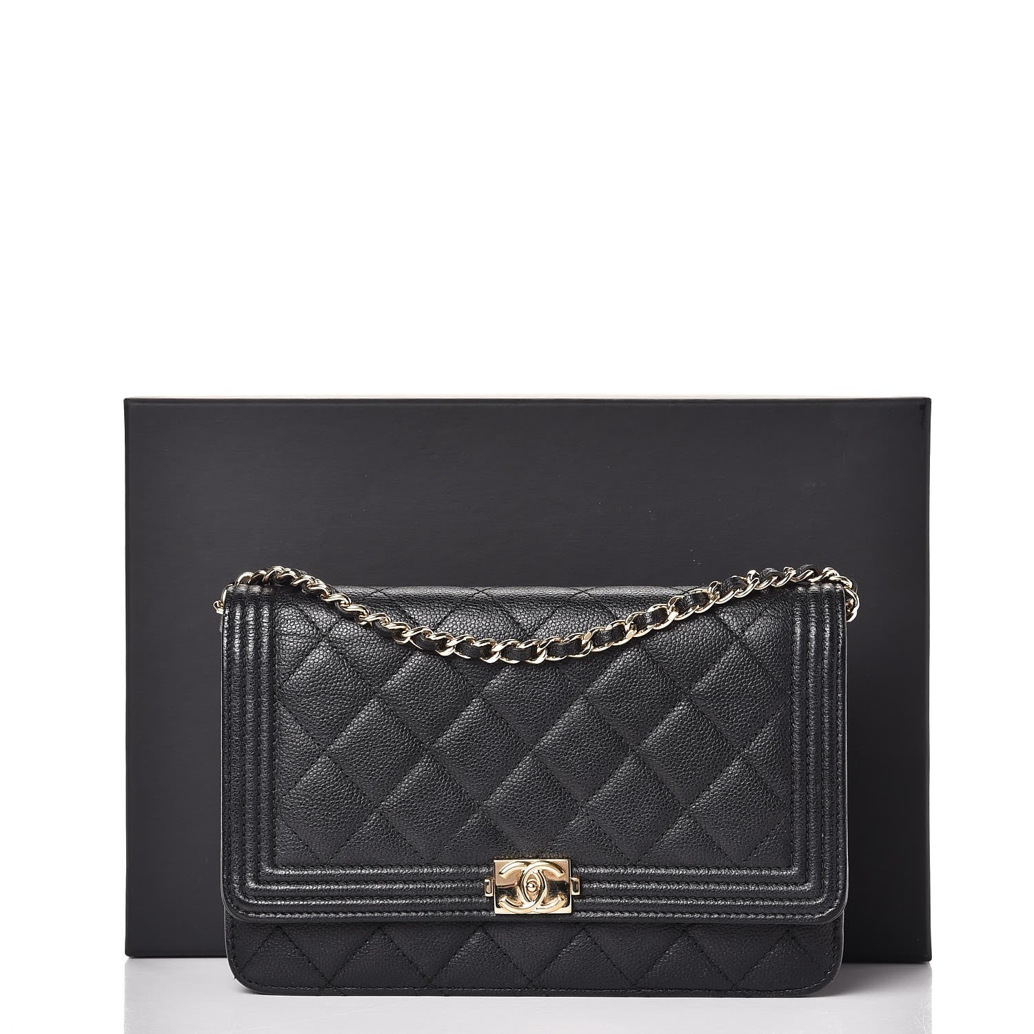 Chanel Caviar Quilted Boy Wallet On Chain WOC Black 10 of 10