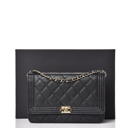 Chanel Caviar Quilted Boy Wallet On Chain WOC Black 10 of 10