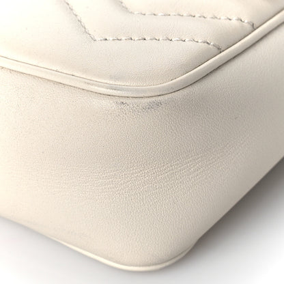 Gucci Calfskin Matelasse Super Mini GG Marmont Shoulder Bag White 9 of 12