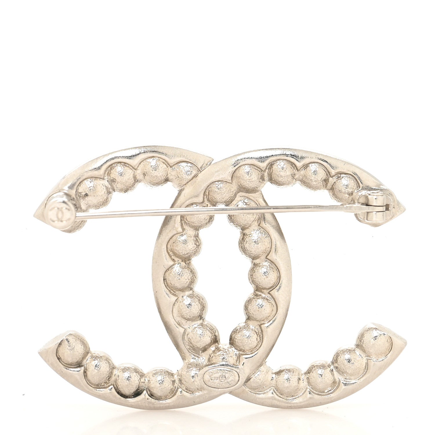 Chanel Pearl Crystal CC Brooch Silver 2 of 3