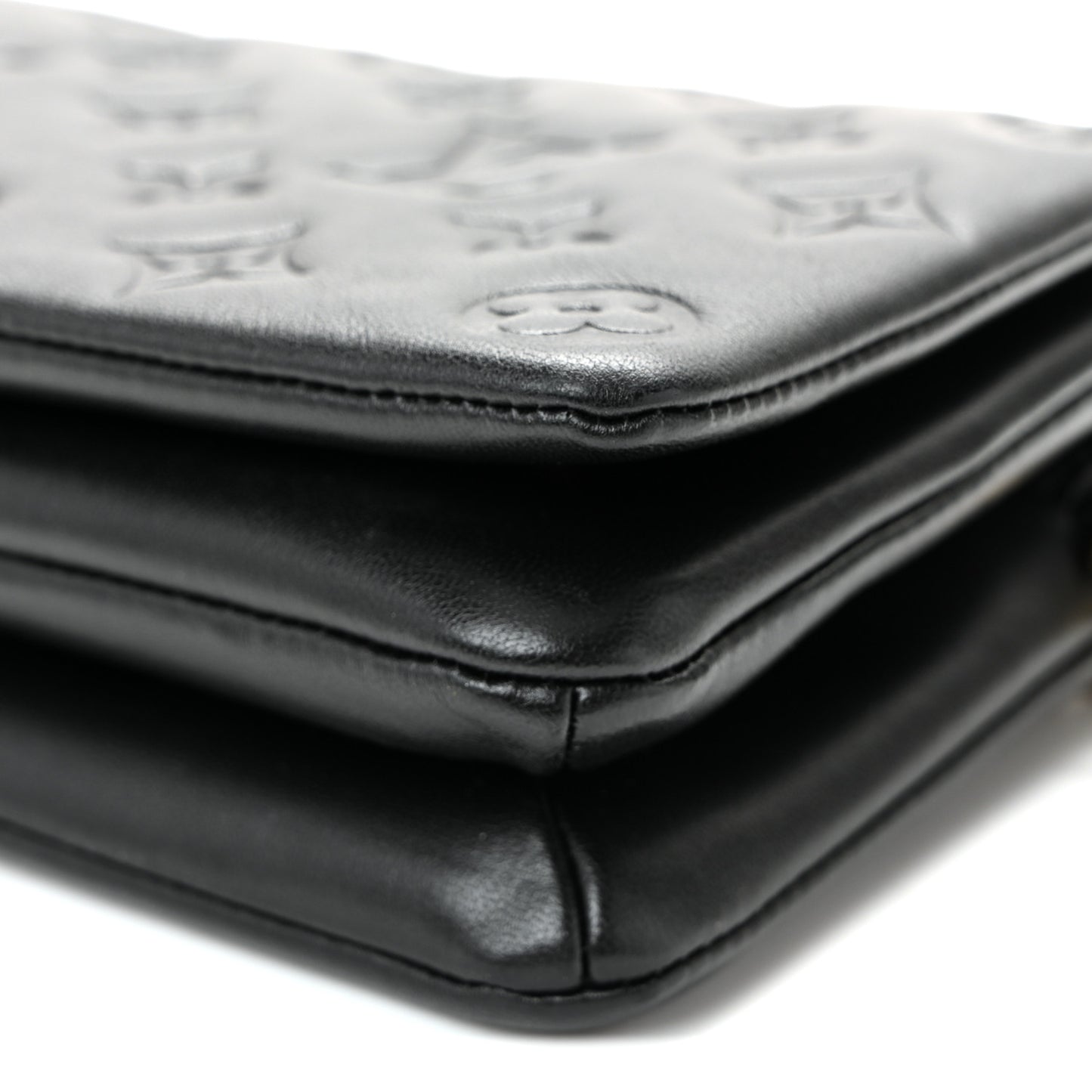 Lambskin Embossed Monogram Pochette Coussin Black