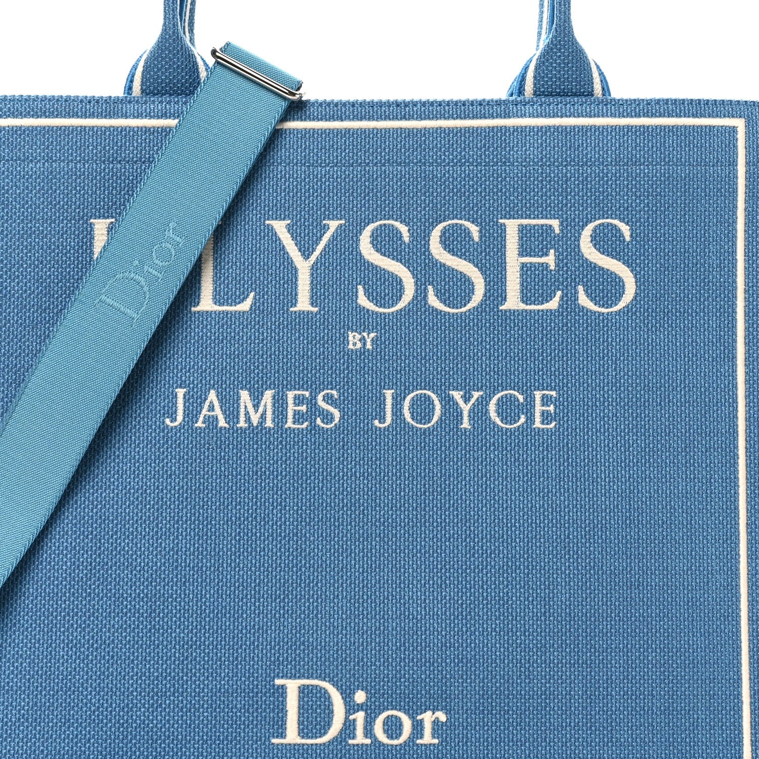 Christian Dior Canvas Embroidered Medium Ulysses Book Tote Blue 7 of 10