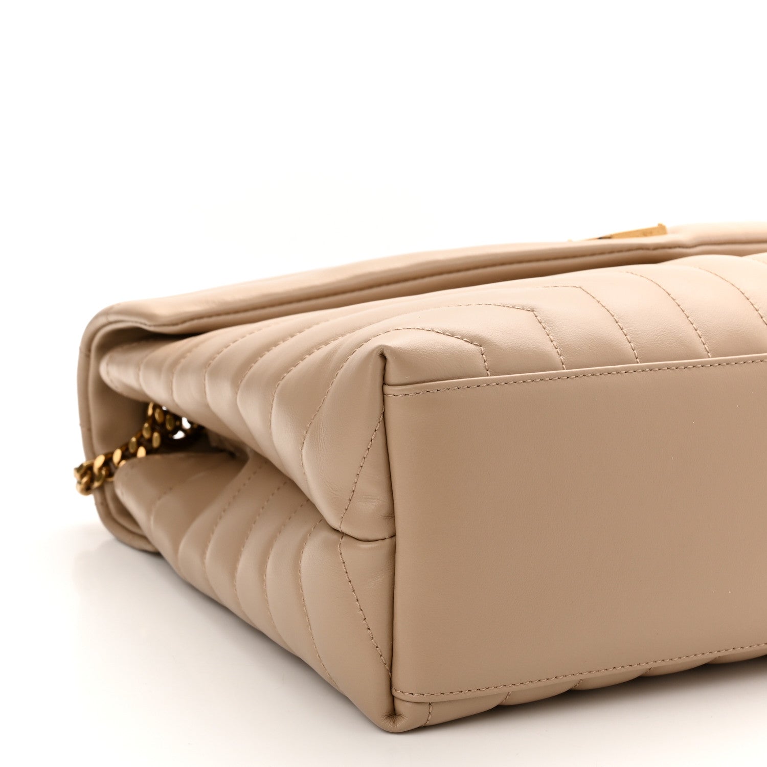 Saint Laurent Calfskin Y Quilted Monogram Medium Loulou Chain Satchel Dark Latte 9 of 10