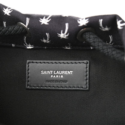 Saint Laurent Canvas Palm Tree Print City Sailor Backpack Black White 7 of 9