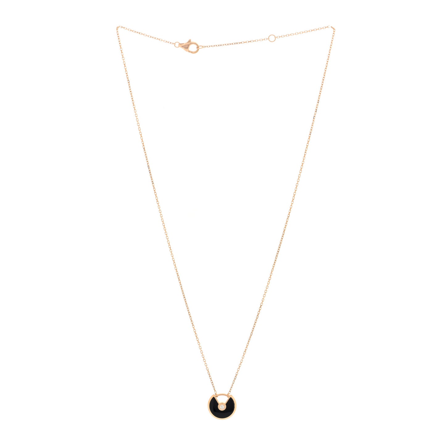 18K Pink Gold Diamond Black Onyx XS Amulette de Cartier Pendant Necklace