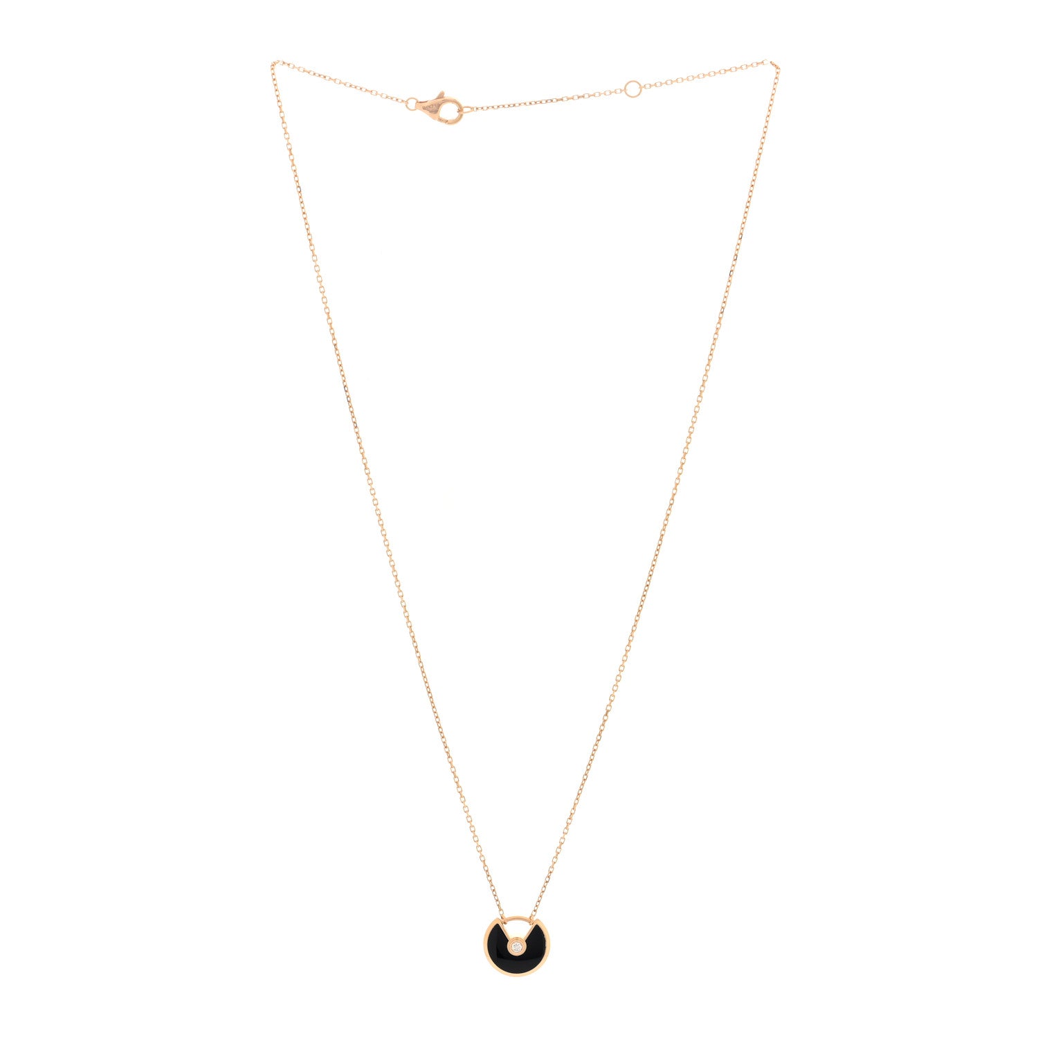 Cartier 18K Pink Gold Diamond Black Onyx XS Amulette de Cartier Pendant Necklace 3 of 4