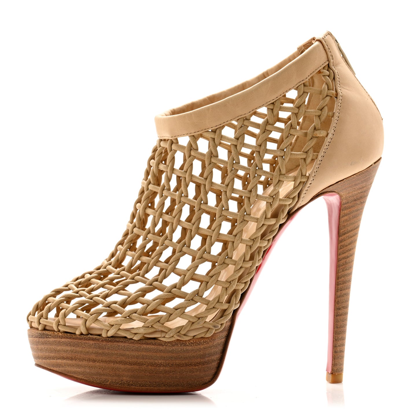 Calfskin Coussin 140 Platform Cage Booties 37.5 Beige