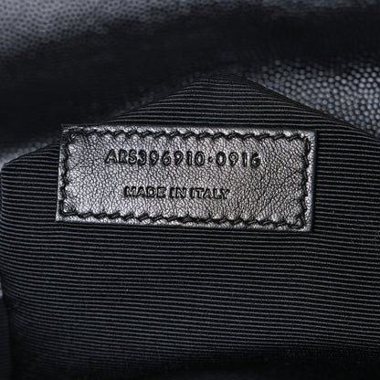 Saint Laurent Grain De Poudre Matelasse Chevron Large Monogram Satchel Black 7 of 10