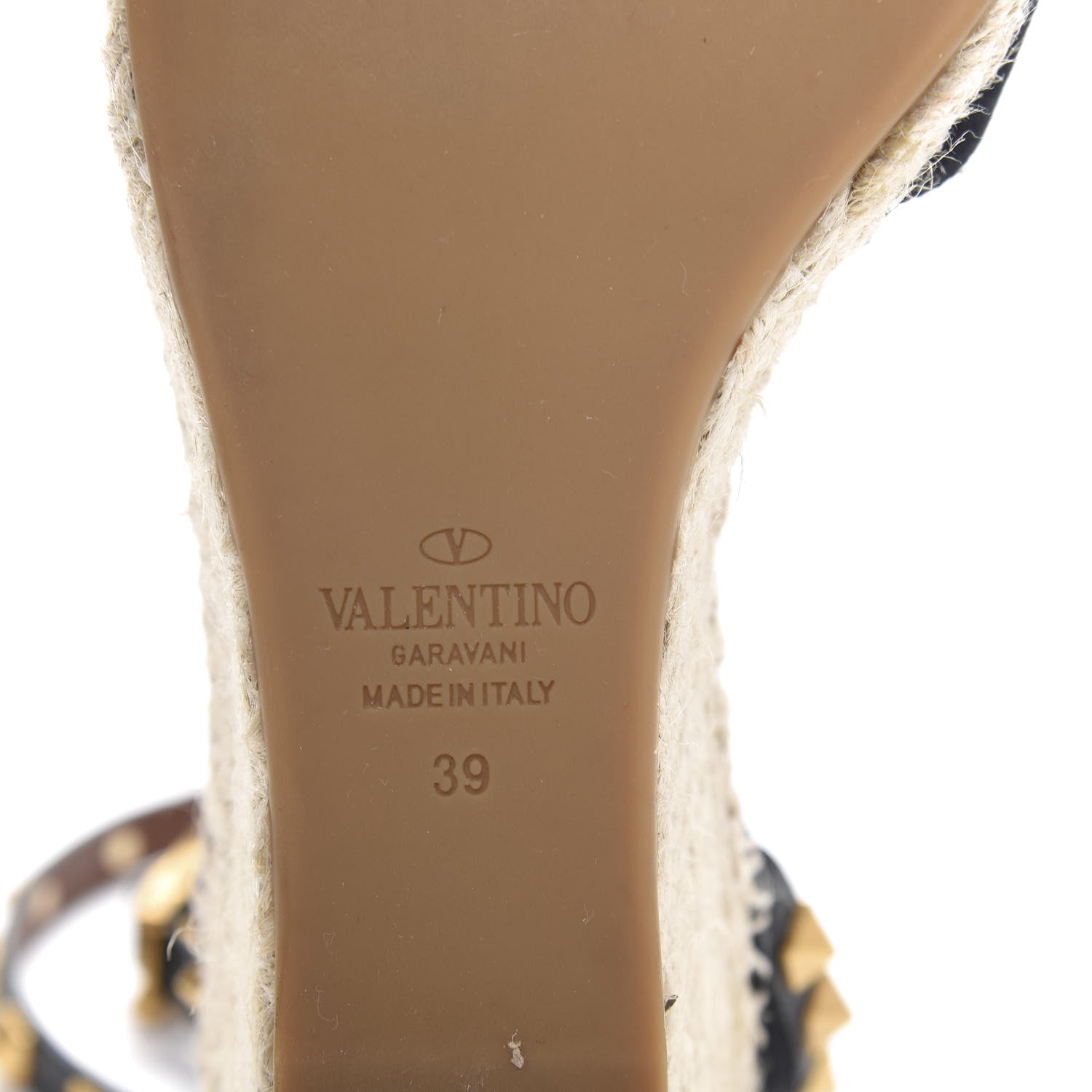 Valentino Garavani Canvas Poppy Embroidered Rockstud Ankle Wrap Espadrille 15/85mm Wedges 39 Black 7 of 9