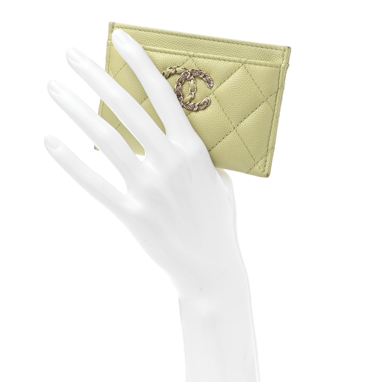 Chanel Caviar Quilted French New Wave Card Holder Light Green 2 of 9