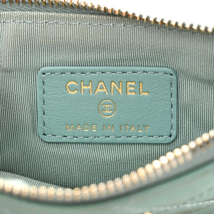 Chanel Patent Quilted Small Cosmetic Case Light Blue 6 of 11