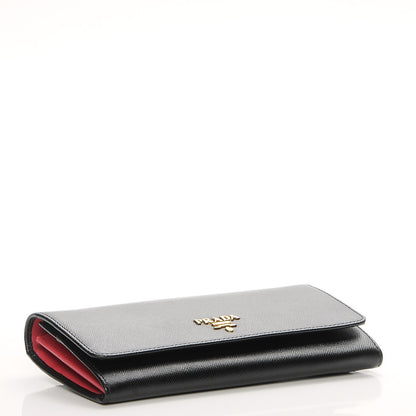 Prada Saffiano Colour Continental Flap Wallet Black Hibiscus 4 of 8