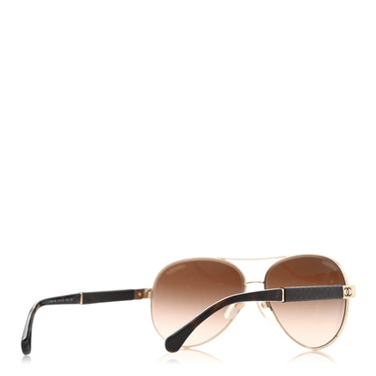 Chanel Lambskin Quilted CC Aviator Sunglasses 4195-Q Brown Gold 3 of 7