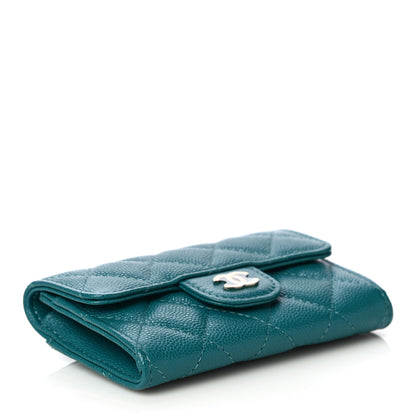 Chanel Caviar Quilted Flap Card Holder Wallet Turquoise 4 of 11