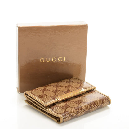 Gucci Crystal Monogram Metal Bar French Flap Wallet Metallic Gold 5 of 7