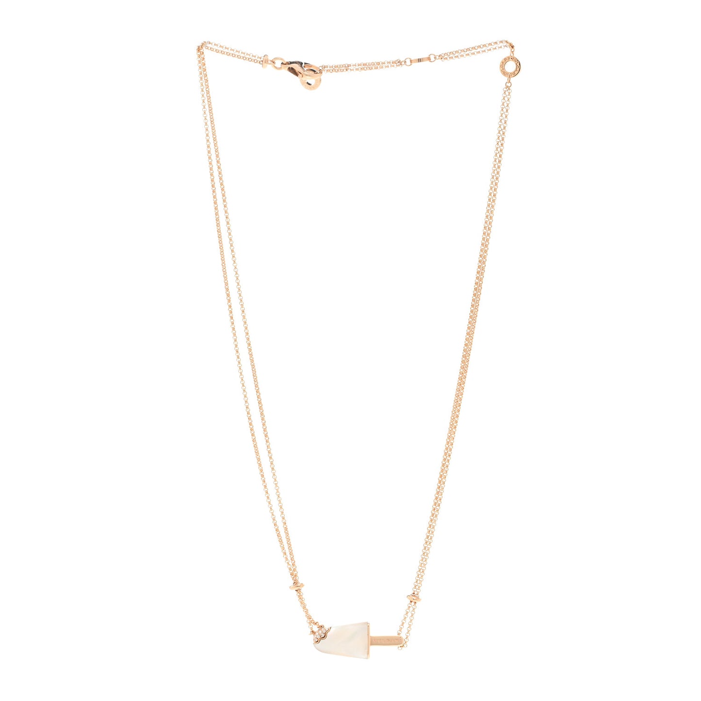 18K Rose Gold Diamond Mother of Pearl Gelati Necklace