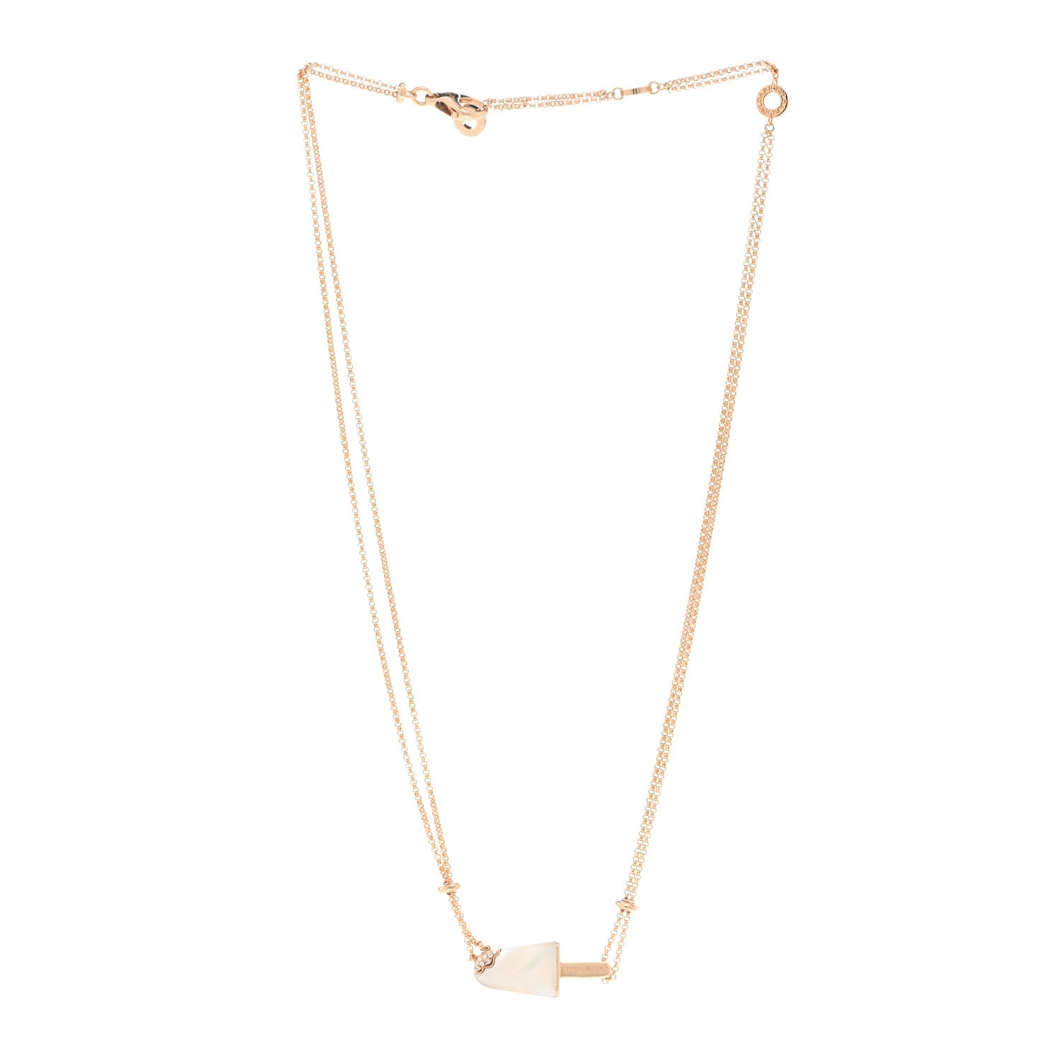 Bulgari 18K Rose Gold Diamond Mother of Pearl Gelati Necklace 3 of 5