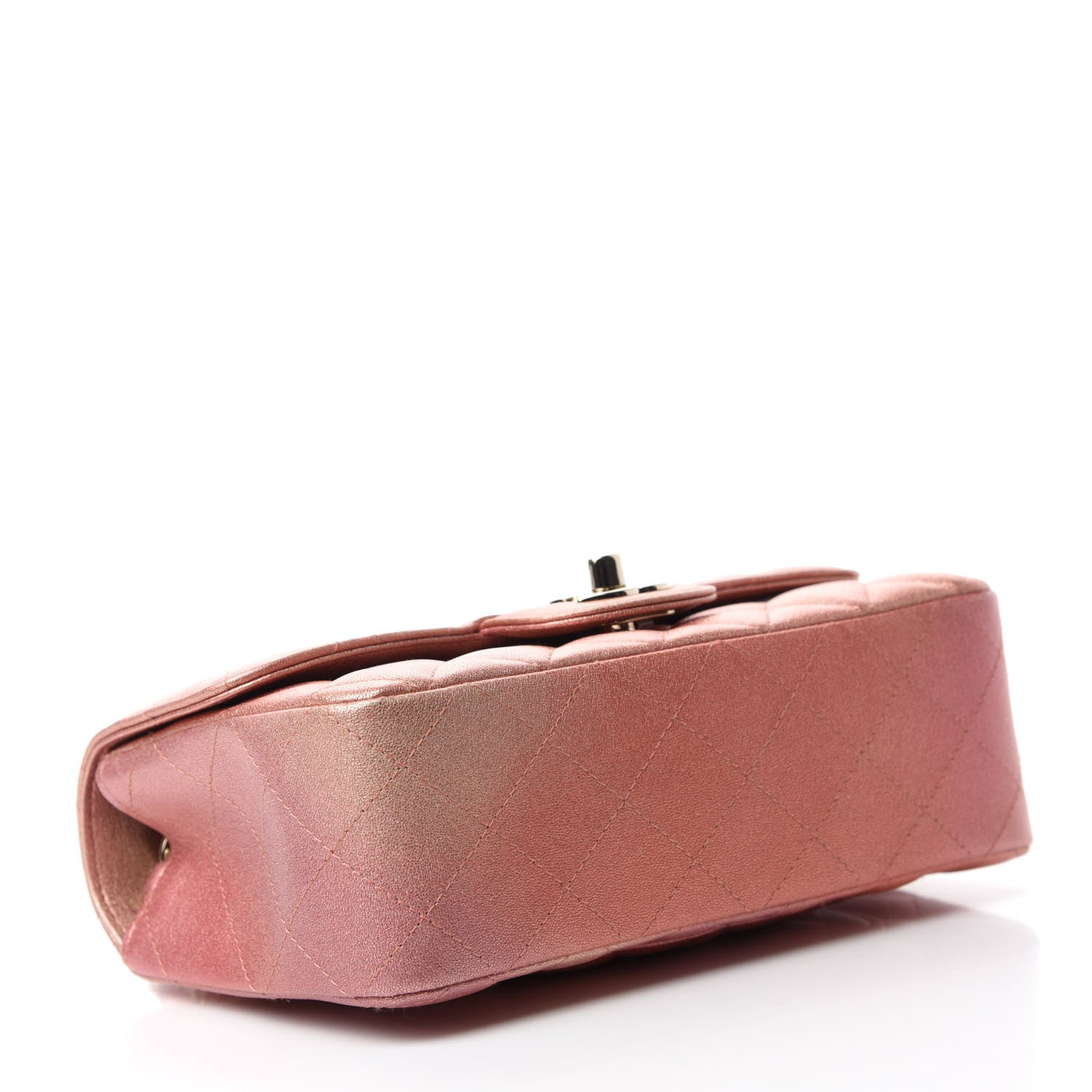 Chanel Metallic Lambskin Quilted Ombre Mini Rectangular Flap Pink 4 of 11
