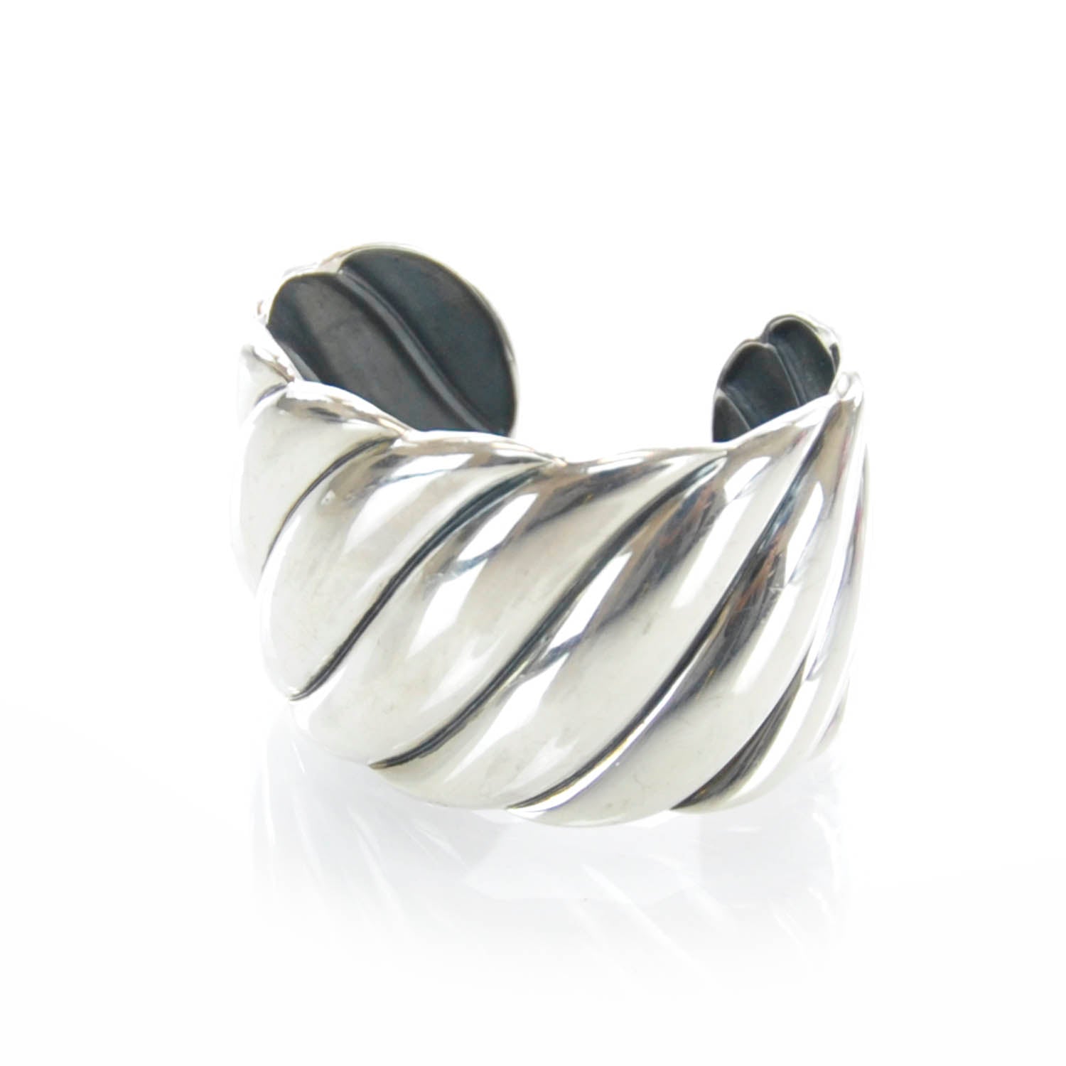 David Yurman Sterling Silver Wide Sculpted Cable Cuff Bracelet 1 of 5