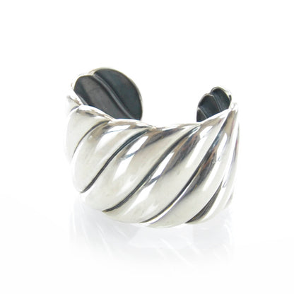 David Yurman Sterling Silver Wide Sculpted Cable Cuff Bracelet 1 of 5