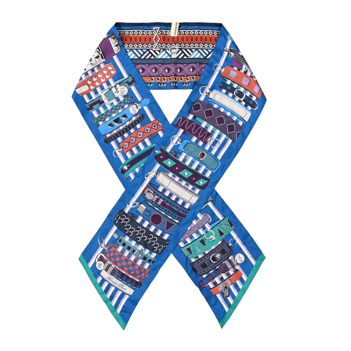 Silk Colliers De Chiens Maxi Twilly Cobalt Vert Prune