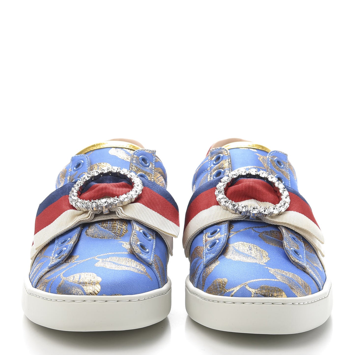 Lurex Jacquard Crystal Sylvie Web Branches Womens Ace Sneakers 38 Pervinca Gold