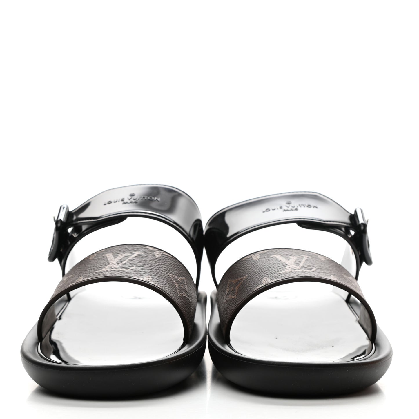 Monogram Sunbath Flat Mule Sandals 40 Black