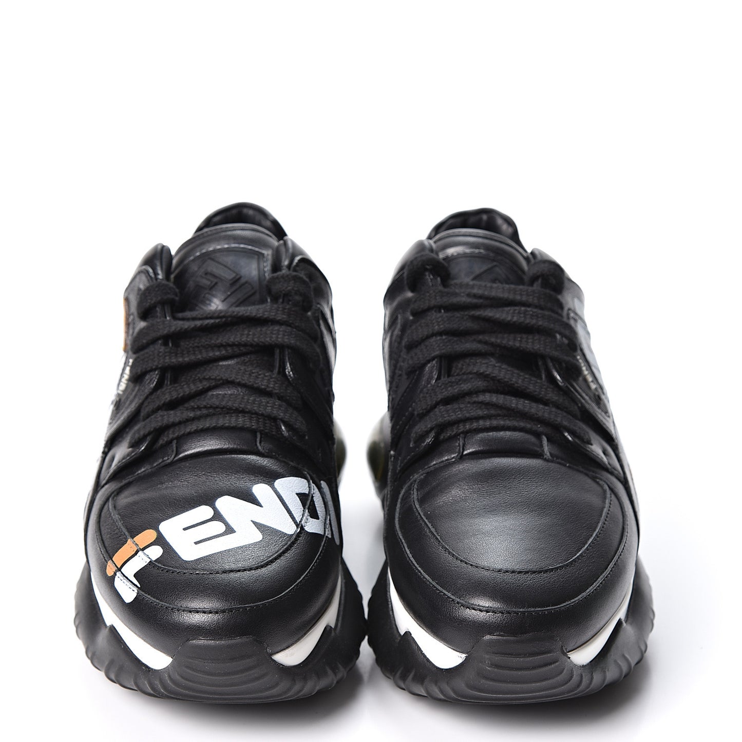 X FILA Vitello Mania Painted Womens Chunky Sneakers 37.5 Black Zucca Ice White