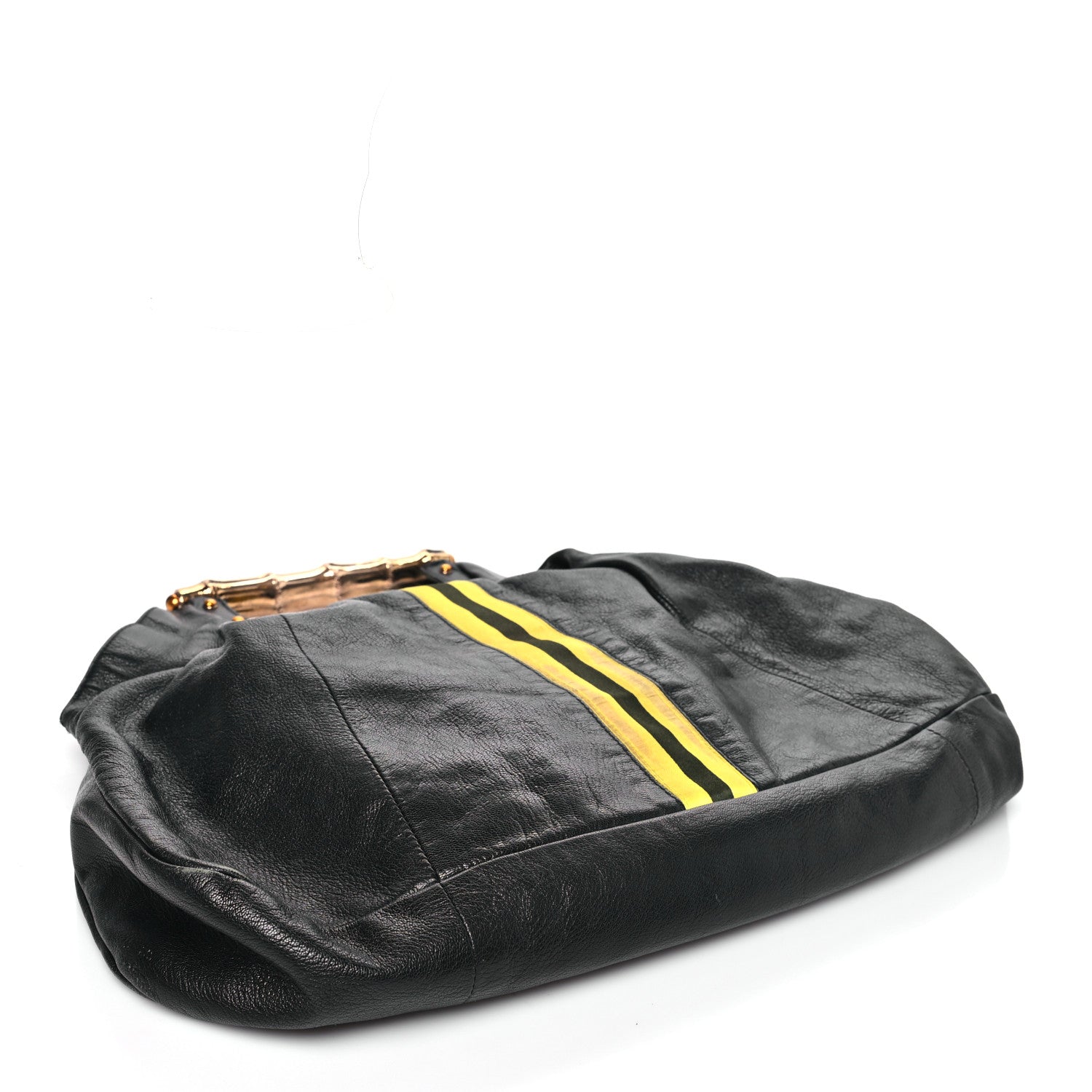 Gucci Calfskin Web Metal Bamboo Tote Black 4 of 10