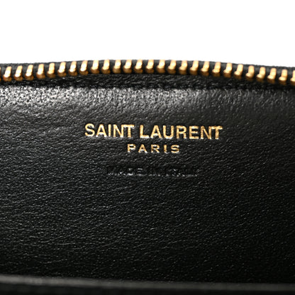 Saint Laurent Patent Matelasse Monogram Vicky Zip Around Card Case Black 6 of 7