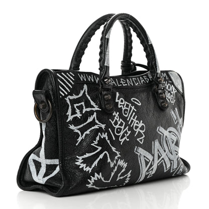 Balenciaga Agneau Classic Hardware Graffiti All Over S City Black 2 of 11