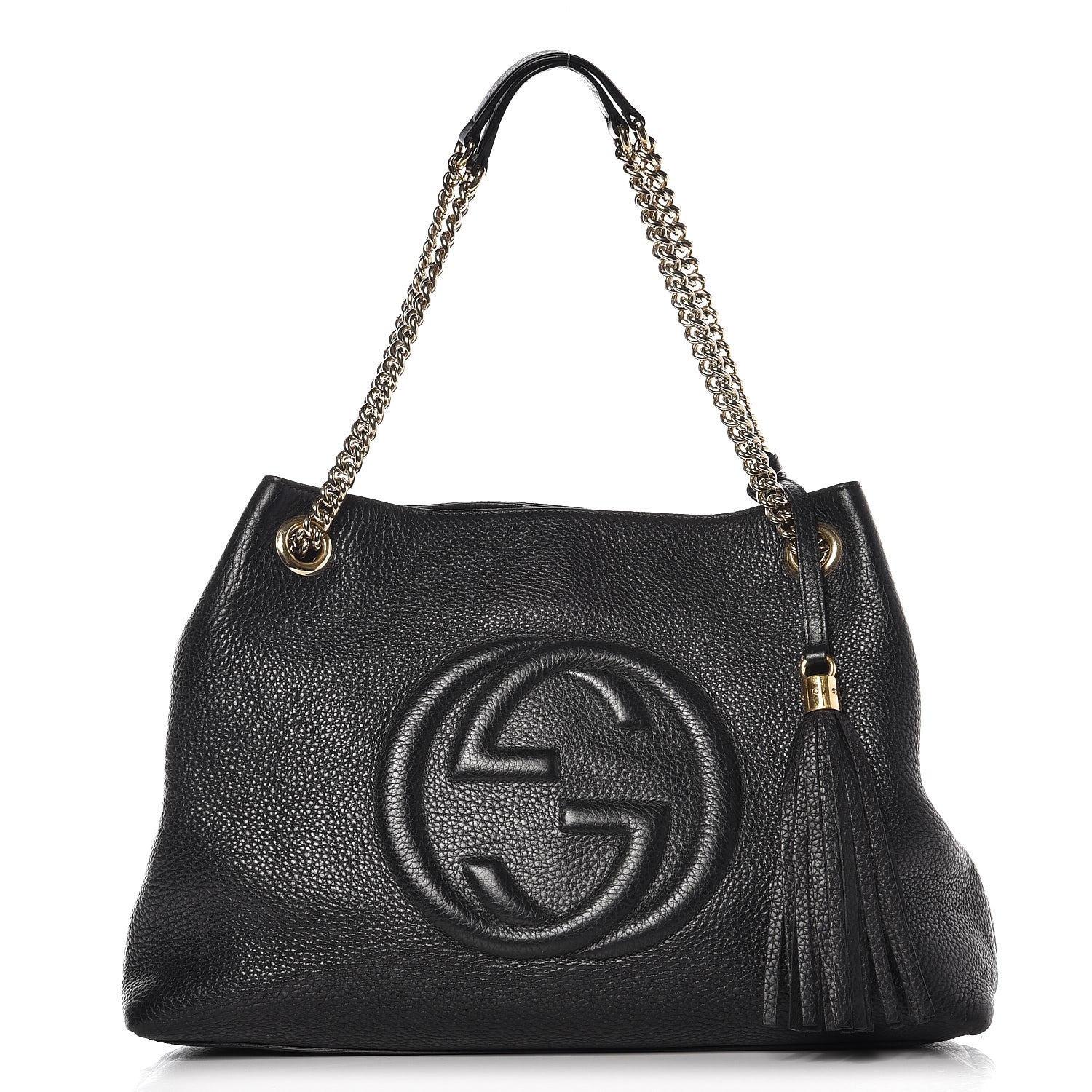 Gucci Pebbled Calfskin Medium Soho Chain Shoulder Bag Black 1 of 9