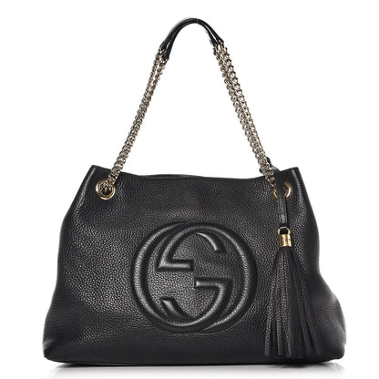 Gucci Pebbled Calfskin Medium Soho Chain Shoulder Bag Black 1 of 9