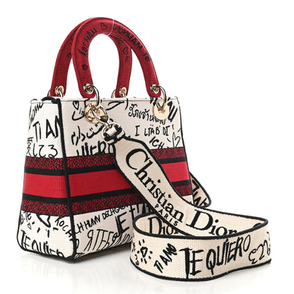 Christian Dior Canvas Medium DiorAmour Graffiti Lady D-Lite Latte 3 of 8