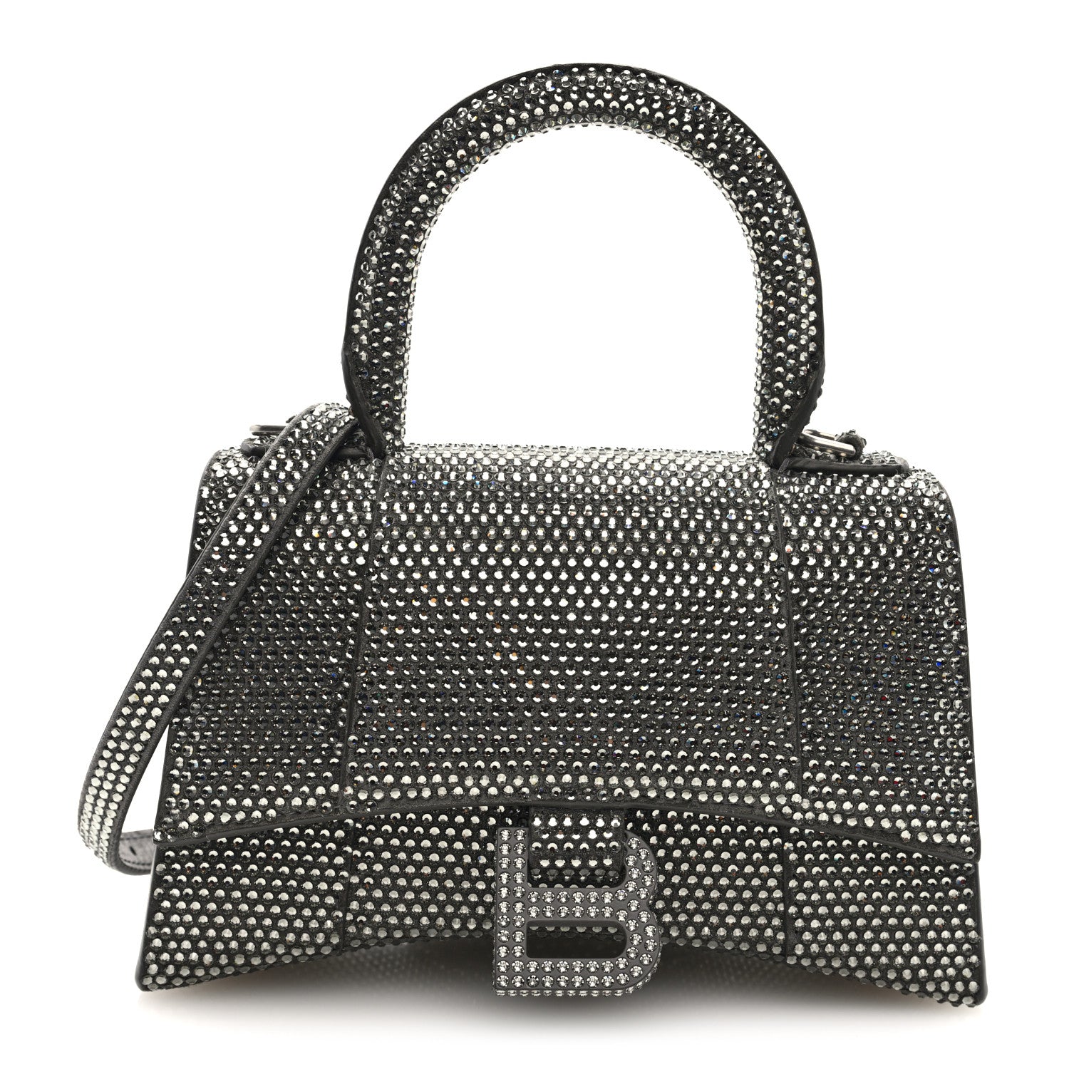 Balenciaga Strass Suede Hourglass Top Handle Bag XS Smoke Grey Crystal 1 of 9