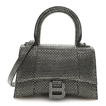 Balenciaga Strass Suede Hourglass Top Handle Bag XS Smoke Grey Crystal 1 of 9