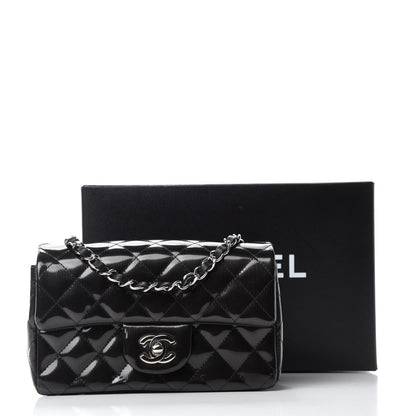 Chanel Striated Patent Quilted Mini Rectangular Flap Black 11 of 11