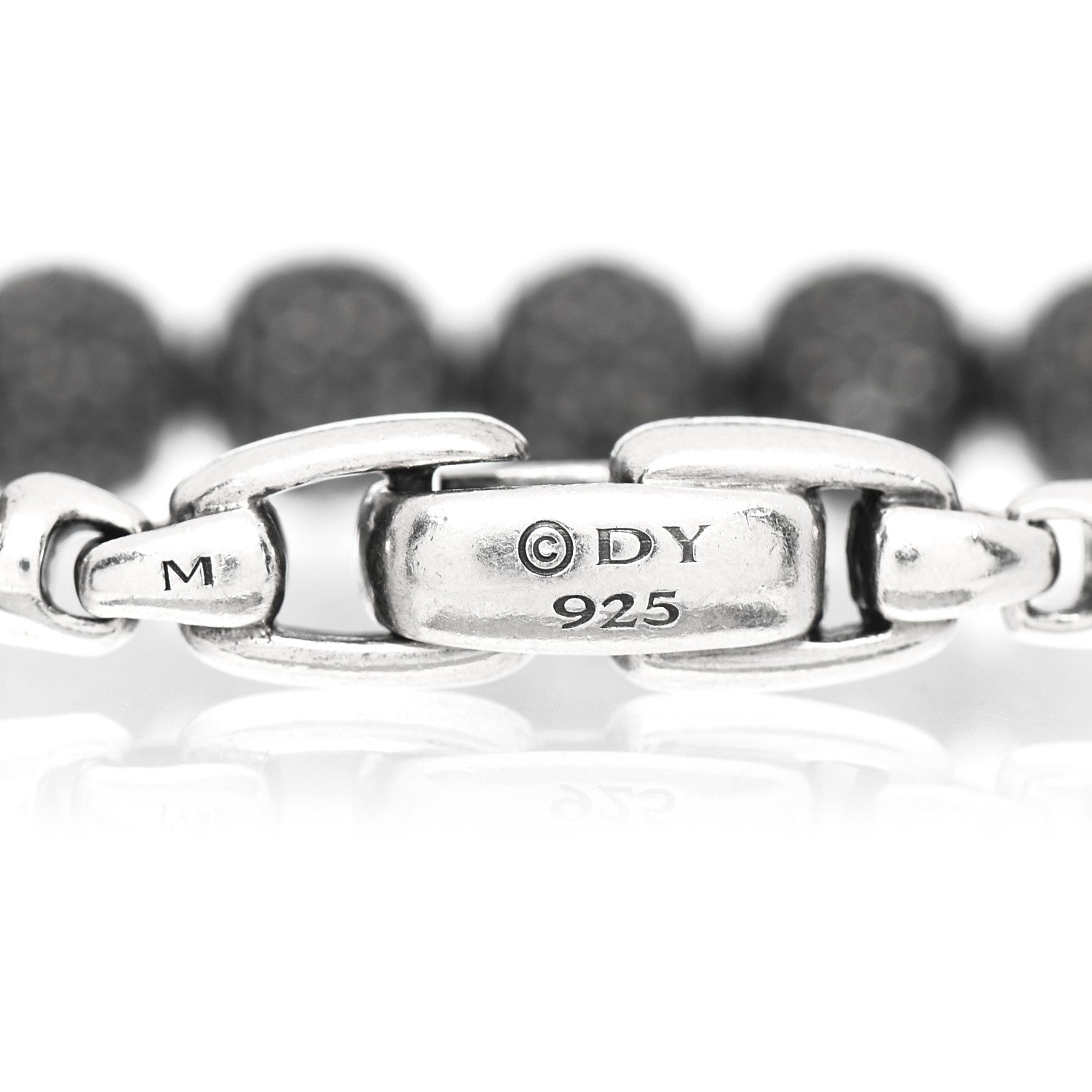 David Yurman Sterling Silver Black Diamond 6mm Spiritual Beads Bracelet M 4 of 4