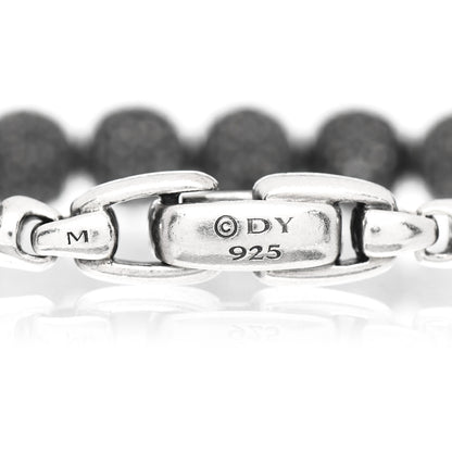 David Yurman Sterling Silver Black Diamond 6mm Spiritual Beads Bracelet M 4 of 4