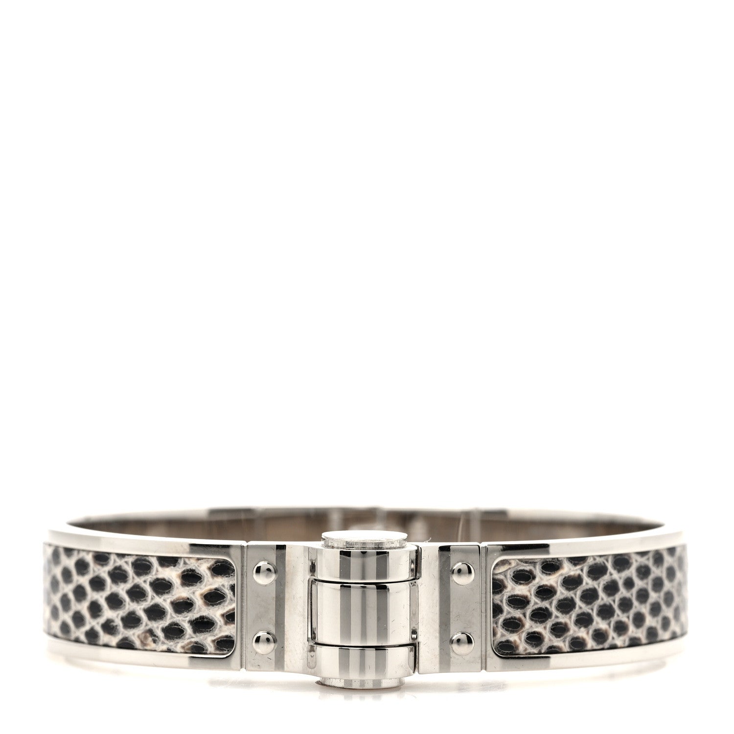 Hermes Lizard Charniere Cuir Narrow Hinged Bracelet M Ombre 1 of 5