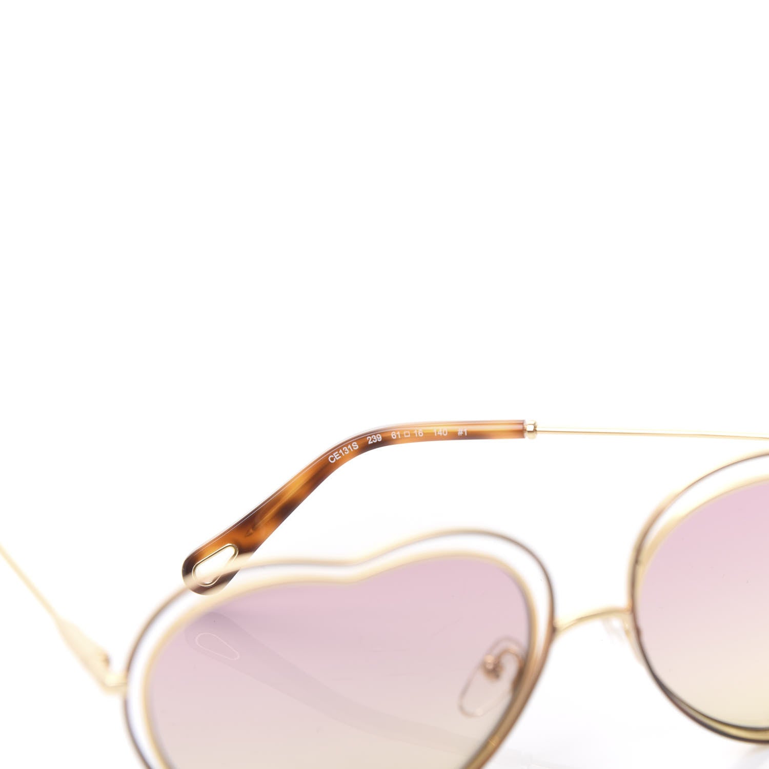 Chloe Metal Poppy Love Heart Sunglasses CE131S Havana Rose 5 of 8