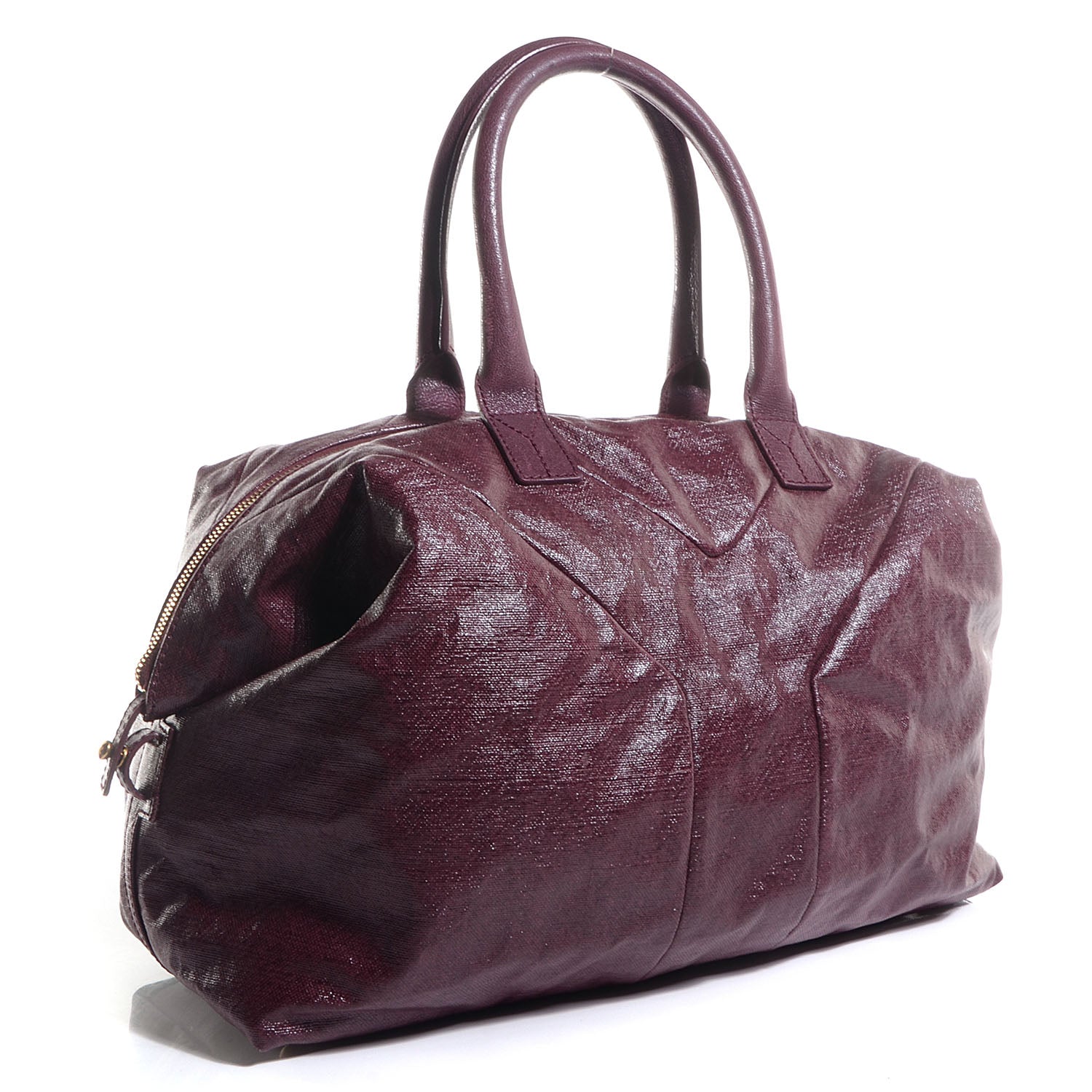 Saint Laurent Coated Linen Medium Easy Sac Burgundy 3 of 8